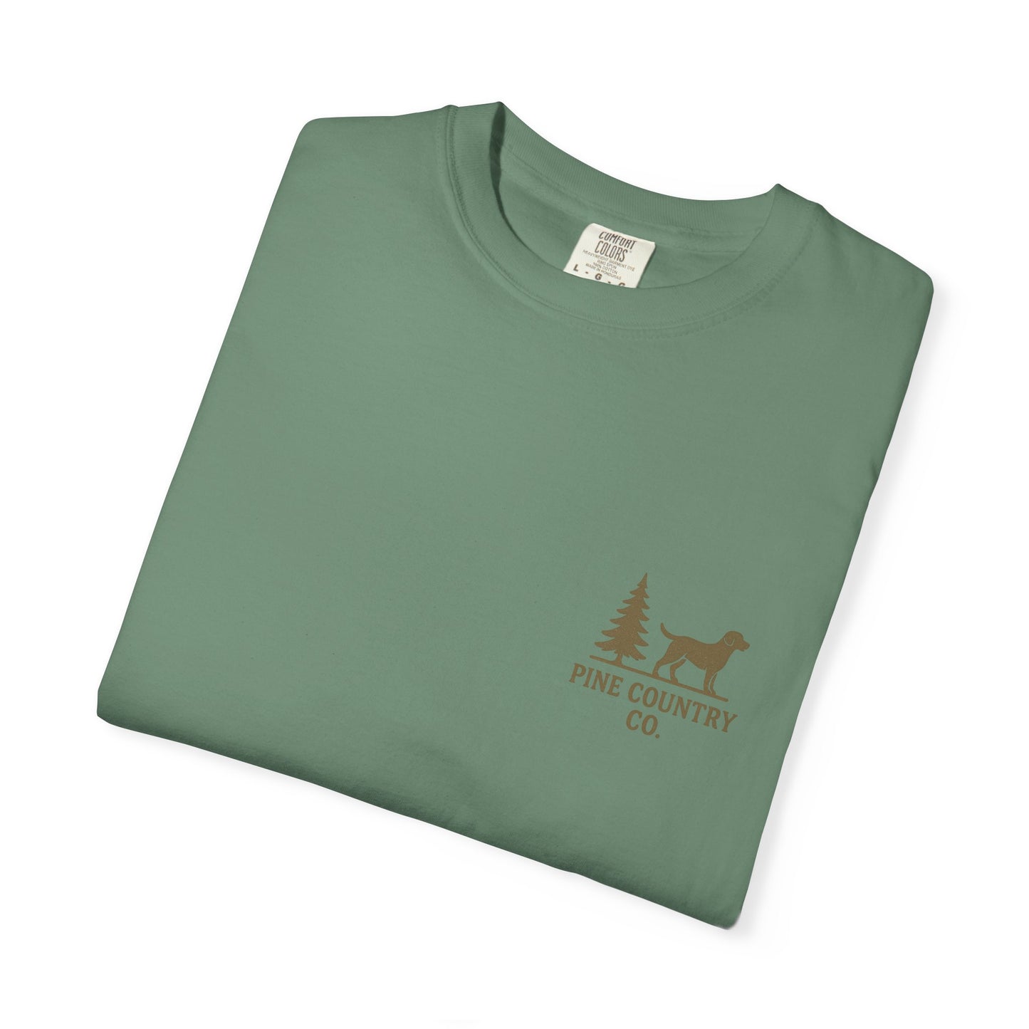 Campfire & Pines Comfort Colors® T-Shirt – Rustic Texas Graphic Tee for Camping, Trails & Outdoor Life