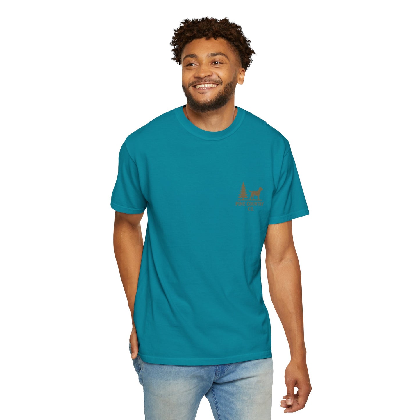 Campfire & Pines Comfort Colors® T-Shirt – Rustic Texas Graphic Tee for Camping, Trails & Outdoor Life