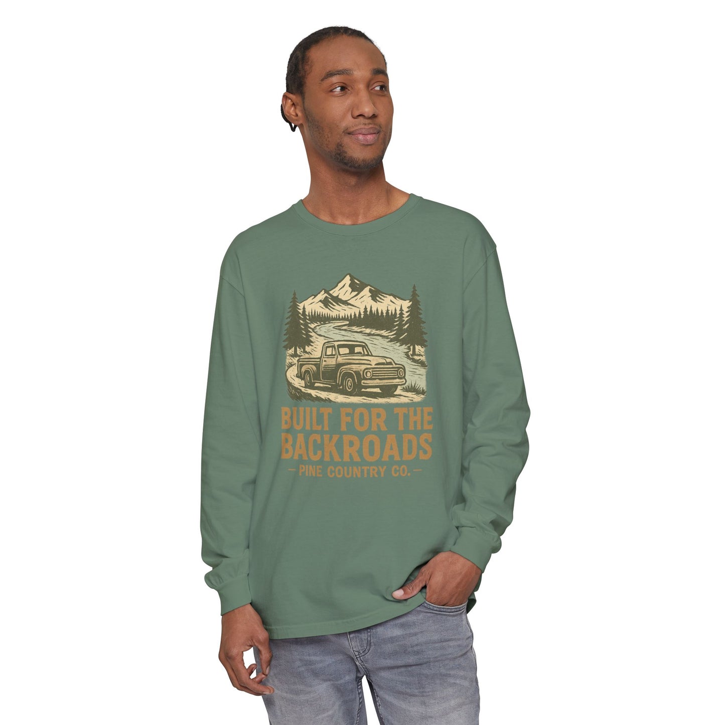 Built for the Backroads Long Sleeve Comfort Colors® Tee – Rustic Texas Outdoor Shirt