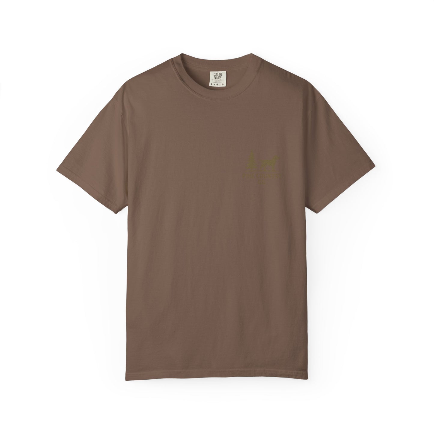 Campfire & Pines Comfort Colors® T-Shirt – Rustic Texas Graphic Tee for Camping, Trails & Outdoor Life