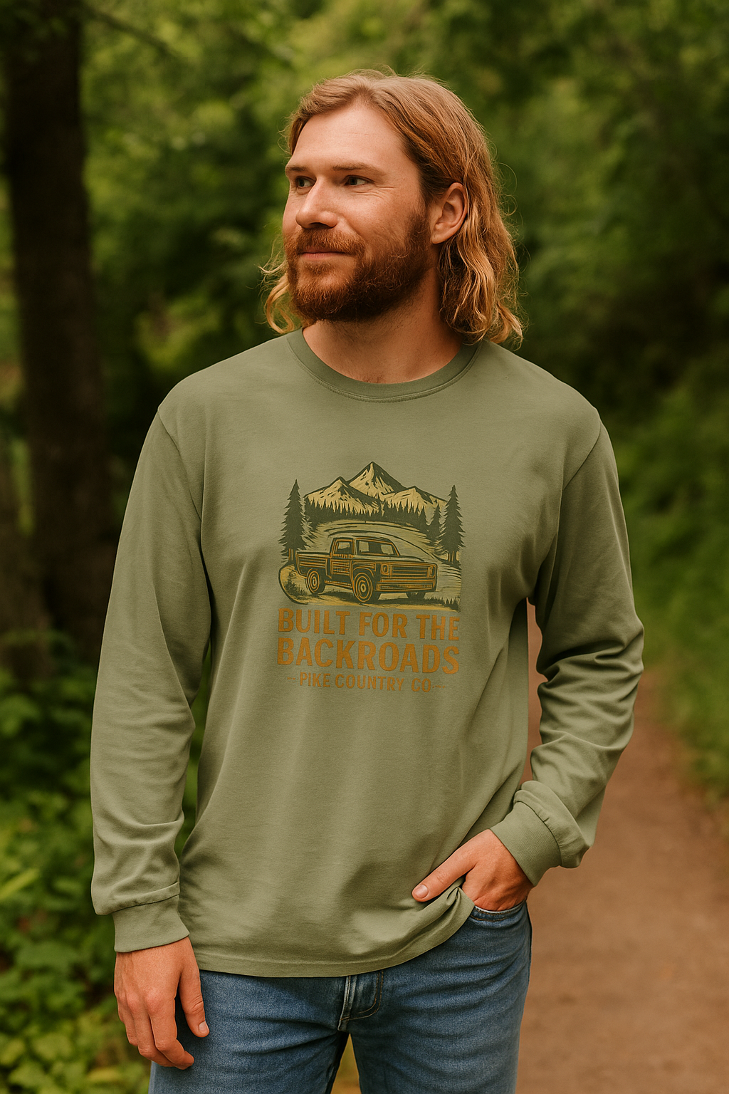 Built for the Backroads Long Sleeve Comfort Colors® Tee – Rustic Texas Outdoor Shirt