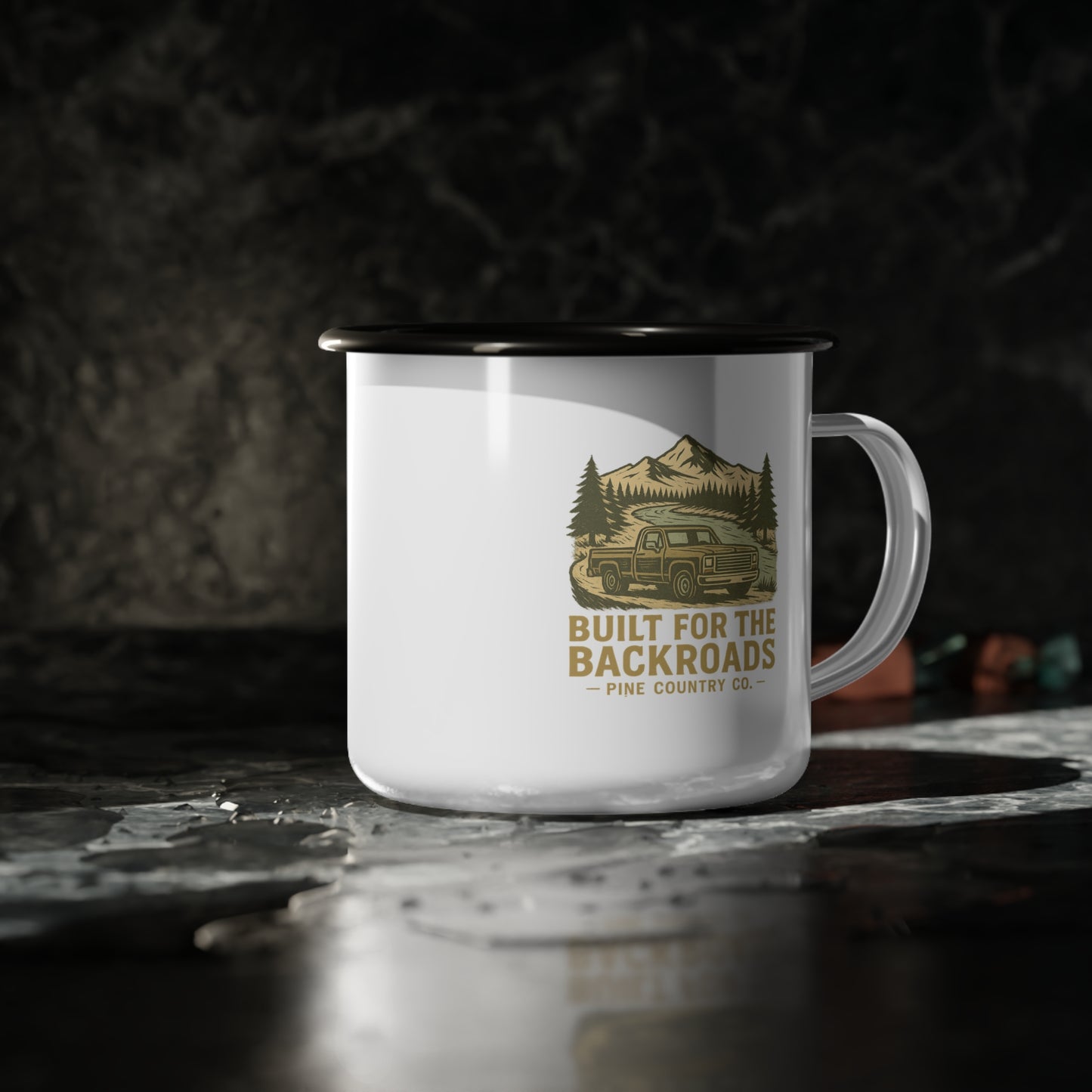 Built for the Backroads Campfire Mug – Rustic Texas Adventure Drinkware
