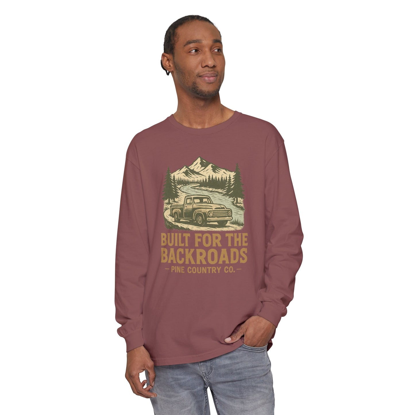 Built for the Backroads Long Sleeve Comfort Colors® Tee – Rustic Texas Outdoor Shirt