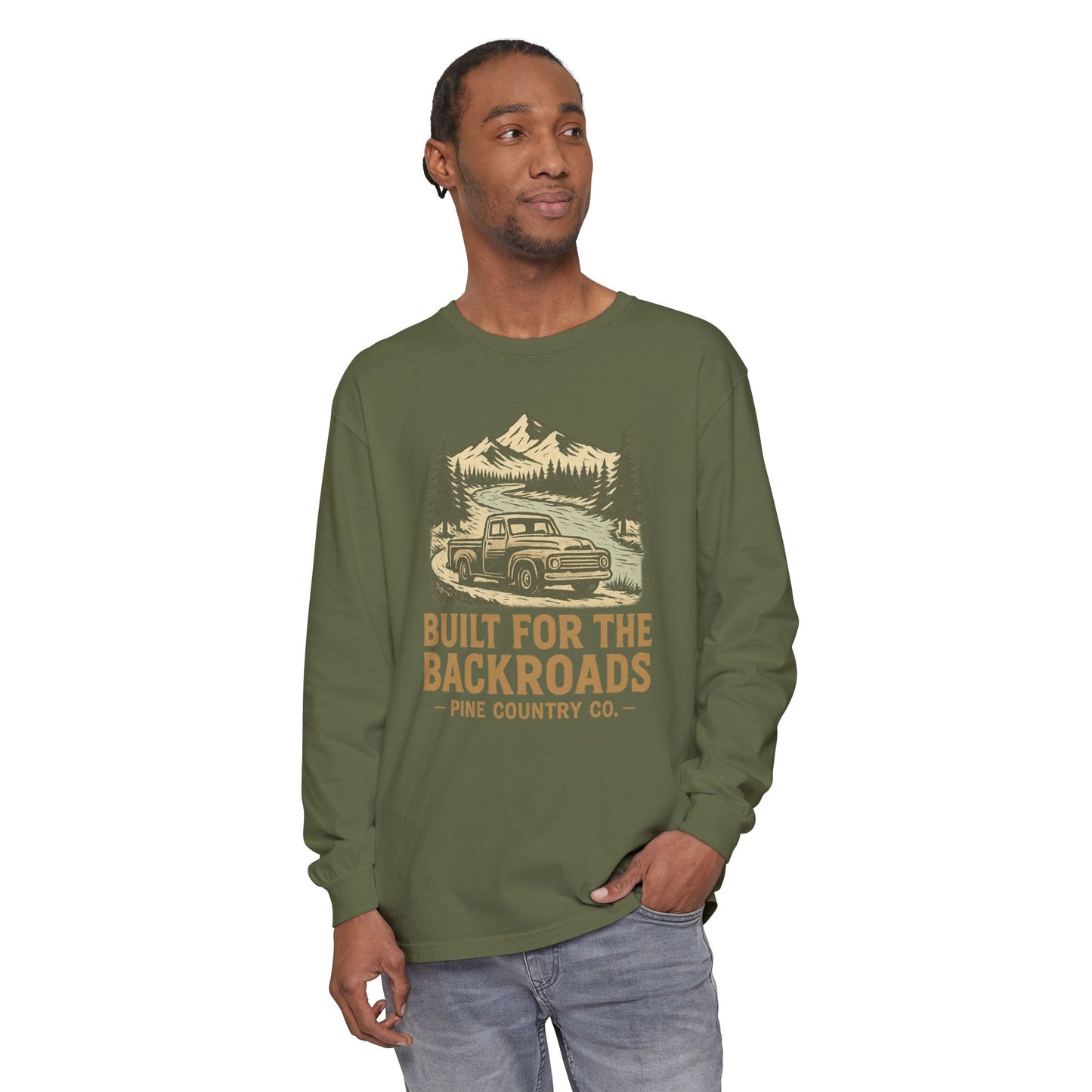 Built for the Backroads Long Sleeve Comfort Colors® Tee – Rustic Texas Outdoor Shirt