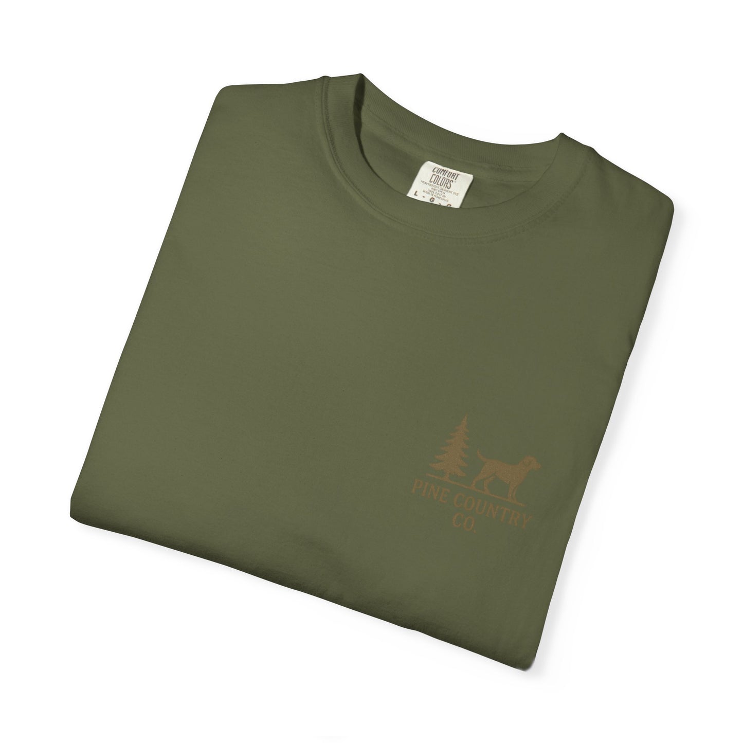 Campfire & Pines Comfort Colors® T-Shirt – Rustic Texas Graphic Tee for Camping, Trails & Outdoor Life