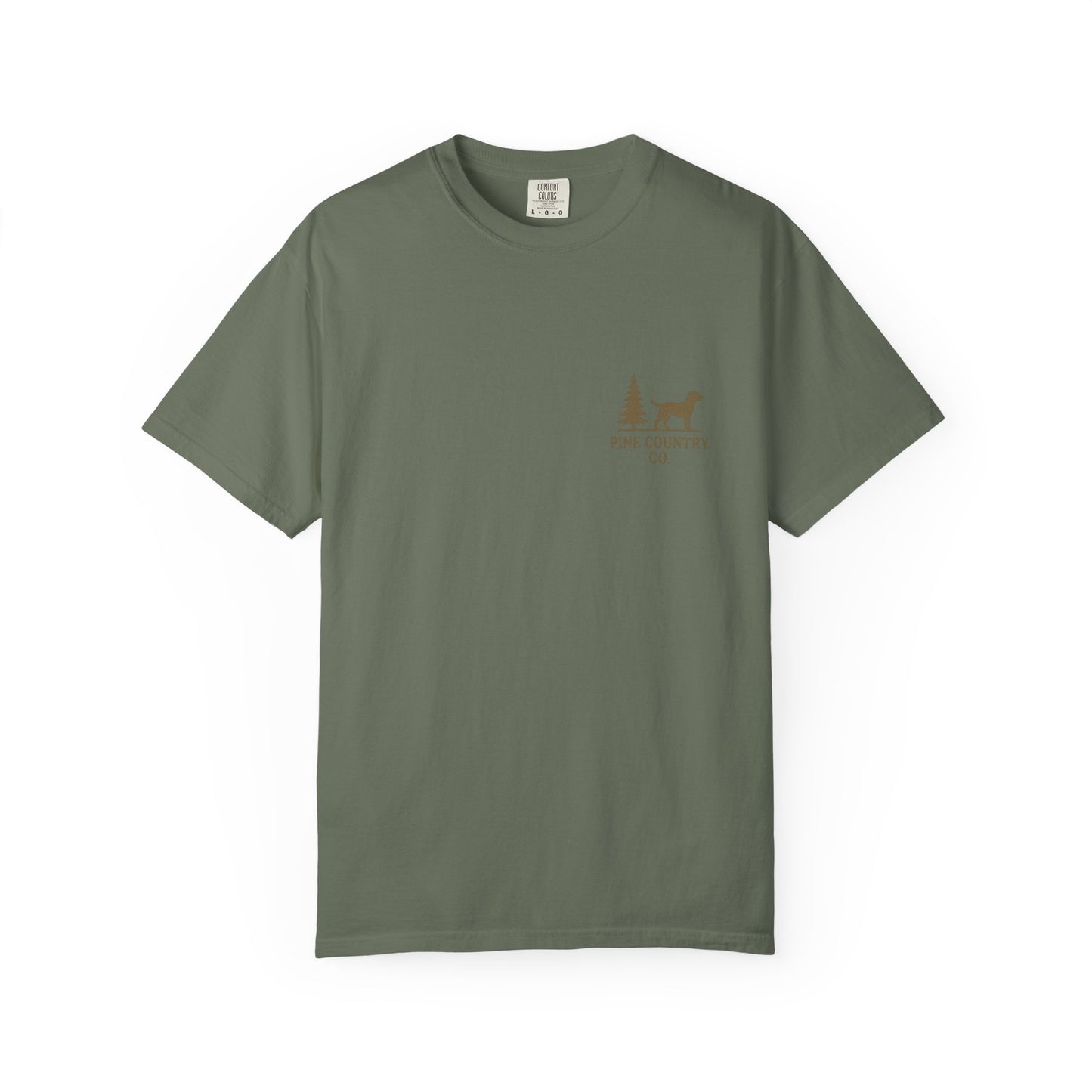 Campfire & Pines Comfort Colors® T-Shirt – Rustic Texas Graphic Tee for Camping, Trails & Outdoor Life