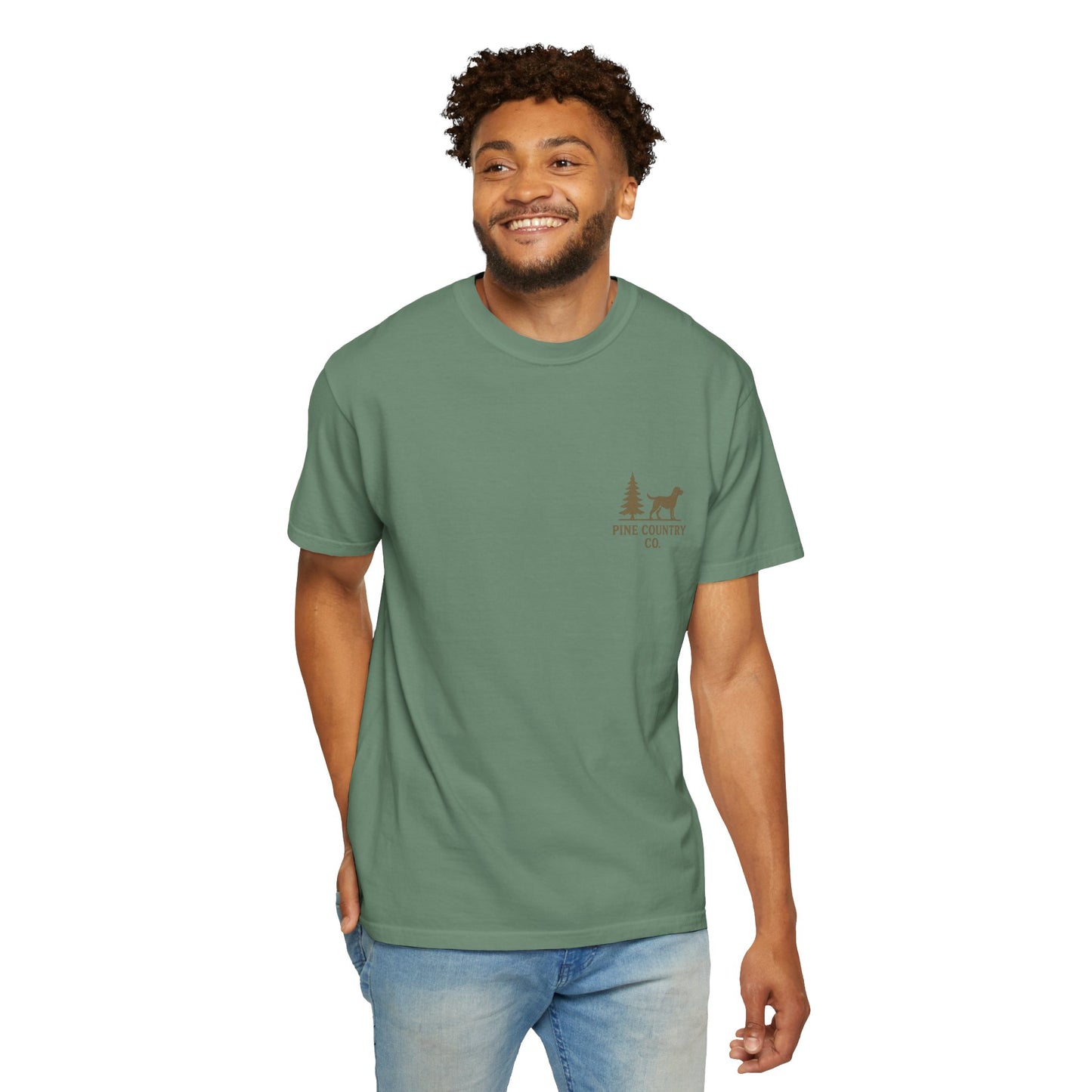 Campfire & Pines Comfort Colors® T-Shirt – Rustic Texas Graphic Tee for Camping, Trails & Outdoor Life